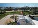 Rooftop deck with ocean views, American Flag, and lounging area at 923 Locust St, New Smyrna Beach, FL 32169