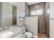 Bright bathroom with tile accents, granite countertop and walk in shower at 2921 Linari Ct, New Smyrna Beach, FL 32168