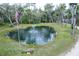 Scenic view of pond featuring fountain, American flag, and lush greenery at 2995 Ragis Rd, Edgewater, FL 32132