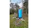 A home water filtration system with a blue tank in a grassy backyard at 2995 Ragis Rd, Edgewater, FL 32132