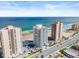 Stunning aerial view of beachfront condos with an ocean view and beautiful beach access at 3047 S Atlantic Ave # B050, Daytona Beach, FL 32118