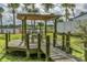 Charming outdoor pavilion with picnic table set on a lush waterfront location, perfect for relaxation at 43 Jacaranda Cay Ct # 430, New Smyrna Beach, FL 32169