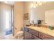 Bathroom featuring granite countertop vanity with a shower and tub combination at 512 Romdini St, New Smyrna Beach, FL 32168