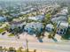 Aerial view of a charming home nestled in a vibrant neighborhood close to the beach at 604 S Atlantic Ave, New Smyrna Beach, FL 32169