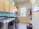 Modern laundry room with front-load washer/dryer and storage cabinets at 905 Maple St, New Smyrna Beach, FL 32169