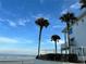 Coastal home with ocean views and balconies, framed by swaying palm trees on a bright day at 1111 Hill St # U27, New Smyrna Beach, FL 32169