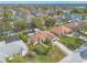 A nice aerial view of this home, with a neatly landscaped yard and private, screened-in patio at 15 Katrinas Dr, Ormond Beach, FL 32174
