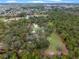 A broad aerial perspective reveals the estate's layout, enveloped by mature trees within its defined boundary lines at 1715 Fern Park Dr, Port Orange, FL 32128