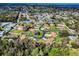 Aerial view of homes in a tranquil neighborhood, dotted with mature trees and a pond at 1818 Enterprise Ave # B, New Smyrna Beach, FL 32168