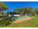 Backyard view showing green space, patio, and a screened in porch at 191 Howes St, Oak Hill, FL 32759