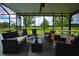 Comfortable screened porch features plush seating and an unobstructed view of lush green fields at 1948 Spruce Creek Lndg, Port Orange, FL 32128