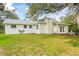 Well-maintained home exterior with a spacious yard, mature trees, and patio area at 20 Warwick Ave, Ormond Beach, FL 32174