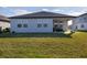 Home backyard with a covered patio area providing shade and comfortable seating at 2820 Neverland Dr, New Smyrna Beach, FL 32168