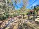 Fenced-in yard featuring lush foliage and proximity to the screened-in pool, offers privacy and outdoor enjoyment at 3435 Black Willow Trl, Deland, FL 32724