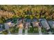 Beautiful aerial view of a residential area with backyard pools surrounded by lush trees at 5424 Frederick Lake Dr, Port Orange, FL 32128