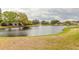 Peaceful view of the pond and landscaping in the backyard at 6049 Sabal Hammock Cir, Port Orange, FL 32128