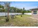 Large fenced backyard featuring ample seating, ideal for outdoor entertainment and relaxation at 612 Cedar Park Dr, Daytona Beach, FL 32114