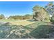 The backyard features an expansive green lawn with trees and views of the pond and golf course at 6456 Cypress Springs Pkwy, Port Orange, FL 32128