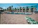 Resort style pool with stunning architecture and ocean view balconies at 701 S Atlantic Ave # 11, New Smyrna Beach, FL 32169