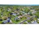 Aerial view of home and neighborhood, nestled amongst mature trees and lush landscaping at 902 Conrad Dr, New Smyrna Beach, FL 32168