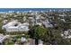 Panoramic aerial view of the home’s proximity to the beach and the surrounding community at 111 Esther St, New Smyrna Beach, FL 32169