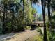 Well-maintained home exterior featuring a neutral color scheme, surrounded by lush landscaping and mature trees at 1136 Elizabeth St, New Smyrna Beach, FL 32168