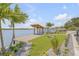 Lush backyard with a dock, outdoor seating and water views, perfect for relaxation and entertainment at 1194 N Peninsula, New Smyrna Beach, FL 32169