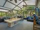 Screened in outdoor patio with fire pit, grill, and dining area for entertaining guests at 1370 Jane Lacey Ln, New Smyrna Beach, FL 32168