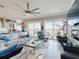 Open-concept living room with sleek furniture, bright lighting, and tranquil waterfront views at 2019 S Riverside, Edgewater, FL 32141