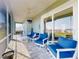 Relax on this screened lanai featuring pavers and comfortable seating with views of the water at 2019 S Riverside, Edgewater, FL 32141