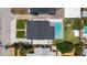 Overhead aerial view of home featuring the backyard pool and outdoor patio area at 216 Kirkland Dr, New Smyrna Beach, FL 32169
