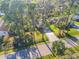 Overhead view of a home nestled among mature trees in a quiet neighborhood at 2828 Pine Tree Dr, Edgewater, FL 32141