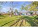 Well-maintained backyard featuring lush green grass and mature trees, perfect for outdoor activities and relaxation at 2828 Pine Tree Dr, Edgewater, FL 32141