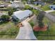 An aerial view of a single Gathering residence in a lush residential neighborhood at 403 Wildwood Dr, Edgewater, FL 32132