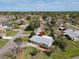 An aerial shot of a cozy single-Gathering home with gray roof, surrounded by lush greenery in a quiet neighborhood at 403 Wildwood Dr, Edgewater, FL 32132