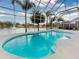 Inviting pool with screened-in lanai offers scenic water views and space for lounging poolside at 6665 Merryvale Ln, Port Orange, FL 32128