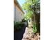 Lush side yard with greenery, a fence, and a service door at 746 N Halifax Ave, Daytona Beach, FL 32118