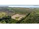 Aerial view of a rural property surrounded by lush greenery with a lake visible in the distance at 3890 Skyway Dr, Sanford, FL 32773