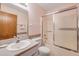 Clean bathroom with shower over tub and glass sliding doors at 3522 Forest Branch Dr # B, Port Orange, FL 32129