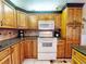 Well-equipped kitchen with white appliances, custom cabinetry, and stylish backsplash, creating a functional space at 133 Cedar Dunes Dr, New Smyrna Beach, FL 32169