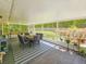 Screened patio with an outdoor dining set and view of the private backyard at 2236 Davis Dr, New Smyrna Beach, FL 32168