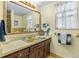 Vintage-inspired bathroom with an updated vanity area, a window, and charming decor at 3016 Mango Tree Dr, Edgewater, FL 32141