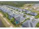 Aerial view displaying the neighborhood, pools, landscaping, and golf course at 3219 Modena Way, New Smyrna Beach, FL 32168