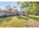 Large backyard offering plenty of green space, mature trees, and a back porch at 416 Western Rd, New Smyrna Beach, FL 32168