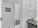 Tiled shower with niche provides a luxurious bathing experience at 4307 Sea Mist Dr # 135, New Smyrna Beach, FL 32169