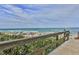 Picturesque beach view from the boardwalk, showcasing the ocean, sandy shore, and beachgoers enjoying a sunny day at 5300 S Atlantic Ave # 20-507, New Smyrna Beach, FL 32169