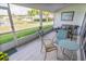 Inviting screened lanai with seating overlooking a well-maintained yard and serene lake view at 6403 Adrianne Ct, Port Orange, FL 32128