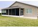 Enclosed screened porch, perfect for outdoor dining and entertaining, with backyard views at 436 Eldora Dr, Oak Hill, FL 32759