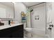 Modern bathroom with sleek black fixtures and a tiled shower/tub combination at 5304 Cordgrass Bend Ln, Port Orange, FL 32128