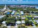 Scenic aerial view of the coastal community highlighting the local waterways, nearby bridges, and the neighborhood at 650 S Pine St, New Smyrna Beach, FL 32169